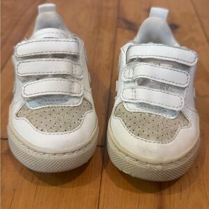 Veja White and Beige Kids Velcro Sneakers